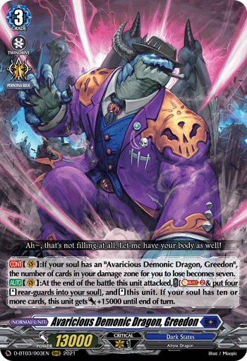 Avaricious Demonic Dragon, Greedon - D-BT03/003 - Triple Rare available at 401 Games Canada