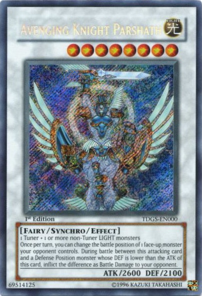 Avenging Knight Parshath - TDGS-EN000 - Secret Rare - 1st Edition available at 401 Games Canada