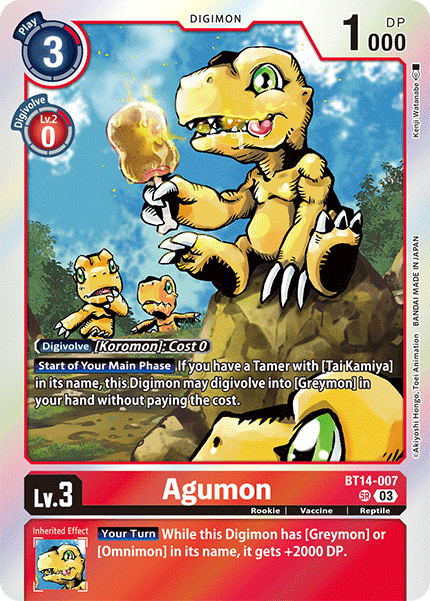 Agumon - BT14-007 - Super Rare (Pre-Order) available at 401 Games Canada