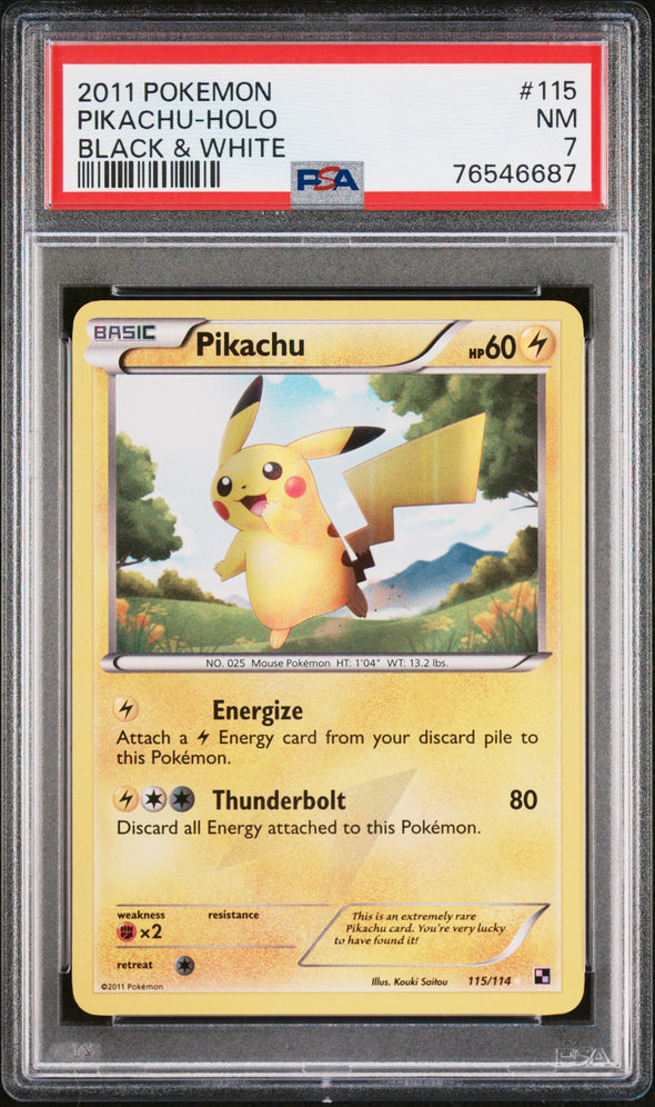 PIKACHU (115) - POKEMON BLACK & WHITE - BLACK & WHITE - HOLO - NM 7