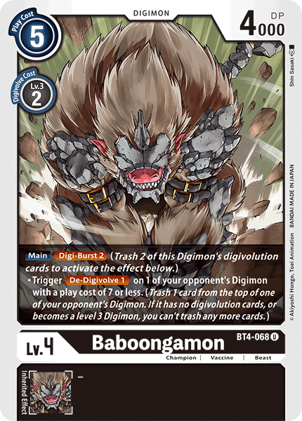 Baboongamon - BT4-068 - Uncommon available at 401 Games Canada