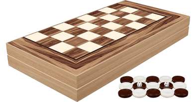 Backgammon - 19" Walnut Decoupage with Chess Back - Worldwise Imports available at 401 Games Canada