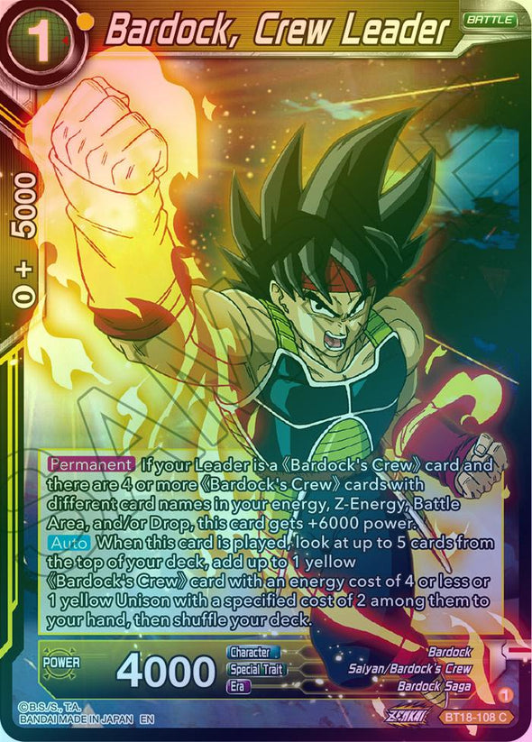 Bardock, Crew Leader - BT18-108 - Common (Foil) available at 401 Games Canada