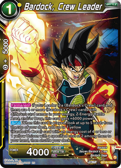 Bardock, Crew Leader - BT18-108 - Common available at 401 Games Canada