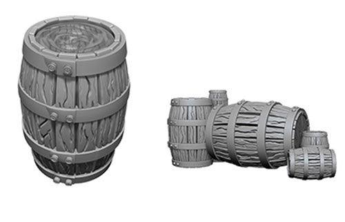 Barrel & Pile of Barrels - Wizkids Deep Cuts Unpainted Minis available at 401 Games Canada