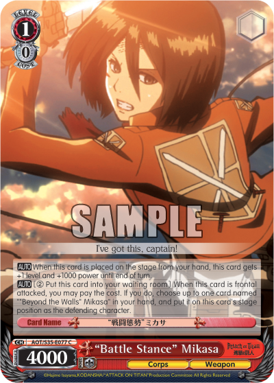 "Battle Stance" Mikasa - AOT/S35-E077 - Common available at 401 Games Canada