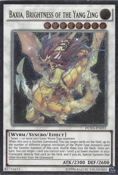 Baxia, Brightness of the Yang Zing - DUEA-EN051 - Ultimate Rare - Unlimited available at 401 Games Canada