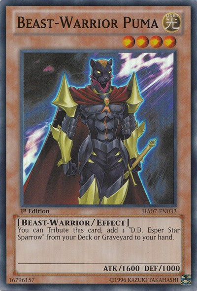 Beast-Warrior Puma - HA07-EN032 - Super Rare - 1st Edition available at 401 Games Canada