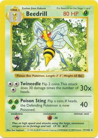 Beedrill - 17/102 - Rare - Shadowless available at 401 Games Canada