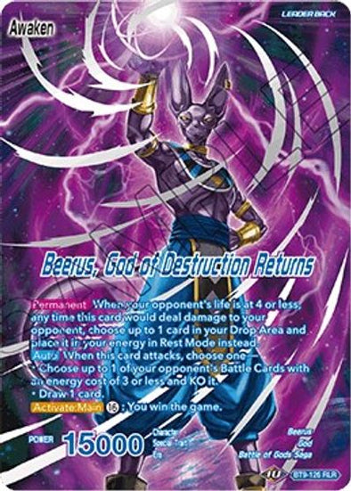 Beerus // Beerus, God Of Destruction Returns - BT9-126 - Reboot Leader Rare available at 401 Games Canada