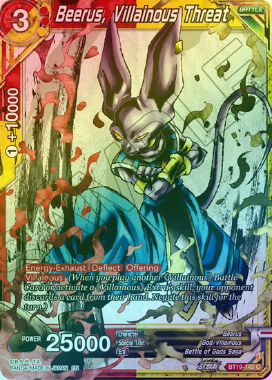 Beerus, Villainous Threat - BT19-143 - Common (Foil) available at 401 Games Canada