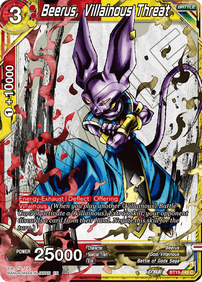 Beerus, Villainous Threat - BT19-143 - Common available at 401 Games Canada