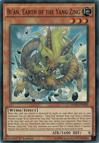 Bi'an, Earth of the Yang Zing - DUEA-EN029 - Super Rare - 1st Edition available at 401 Games Canada