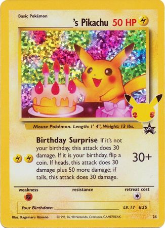 Birthday Pikachu - 24 - Holo Promo (Classic Collection) available at 401 Games Canada