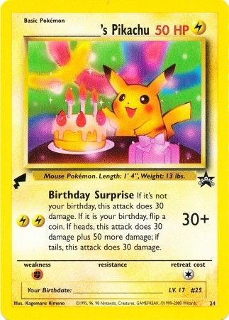 Birthday Pikachu - 24 - World Collection Promo (Tail Stamp) available at 401 Games Canada