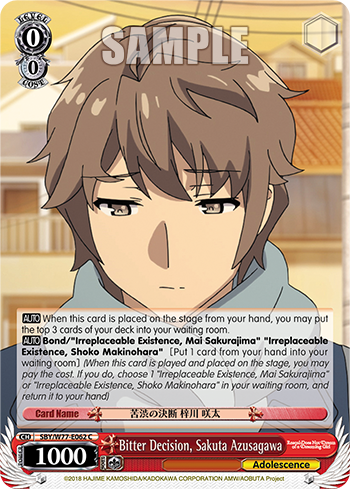 Bitter Decision, Sakuta Azusagawa - SBY/W77-E062 - Common available at 401 Games Canada