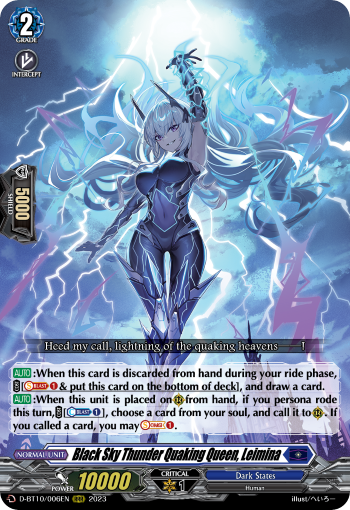 Black Sky Thunder Quaking Queen, Leimina - D-BT10/006 - Triple Rare available at 401 Games Canada