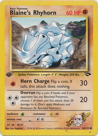 Blaine's Rhyhorn - 65/132 - Common - 1st Edition available at 401 Games Canada