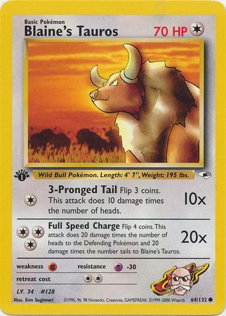 Blaine's Tauros - 64/132 - Common - 1st Edition available at 401 Games Canada