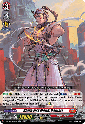 Blaze Fist Monk, Damari - D-BT02/011 - Double Rare available at 401 Games Canada