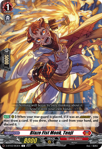 Blaze Fist Monk, Tenji - D-BT03/063 - Common available at 401 Games Canada