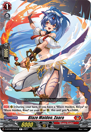 Blaze Maiden, Zaara - D-BT02/065 - Common available at 401 Games Canada