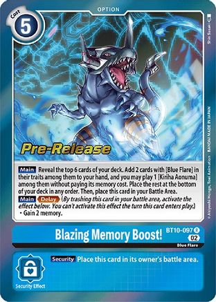 Blazing Memory Boost! (Prerelease Promo) - BT10-097 - Rare available at 401 Games Canada