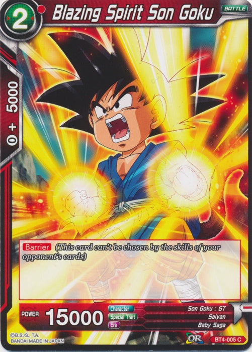 Blazing Spirit Son Goku - BT4-005 - Common (Foil) available at 401 Games Canada