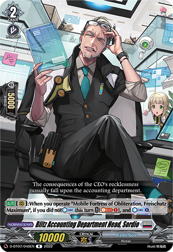 Blitz Accounting Department Head, Sordio - D-BT07/040 - Rare available at 401 Games Canada