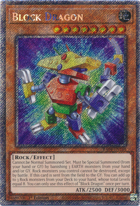 Block Dragon (Platinum Secret Rare) - RA04-EN268 - Platinum Secret Rare - 1st Edition