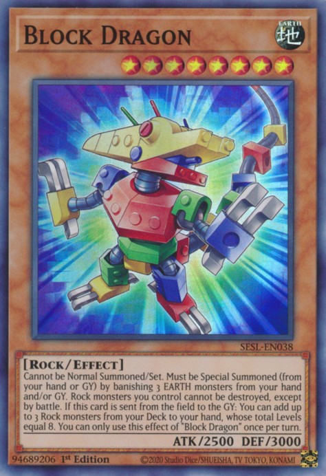 Block Dragon - SESL-EN038 - Super Rare - 1st Edition available at 401 Games Canada