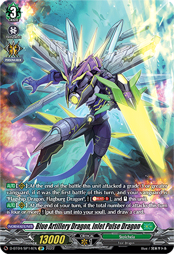 Blue Artillery Dragon, Inlet Pulse Dragon - D-BT04/SP14 - SP available at 401 Games Canada