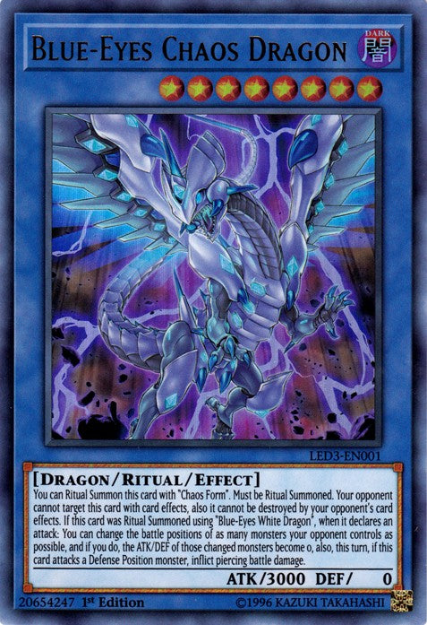 Blue-Eyes Chaos Dragon - LED3-EN001 - Ultra Rare - 1st Edition available at 401 Games Canada