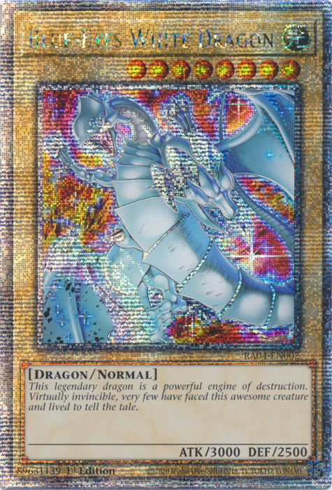 Blue-Eyes White Dragon (New Art) - RA04-EN002 - Quarter Century Secret Rare - 1st Edition