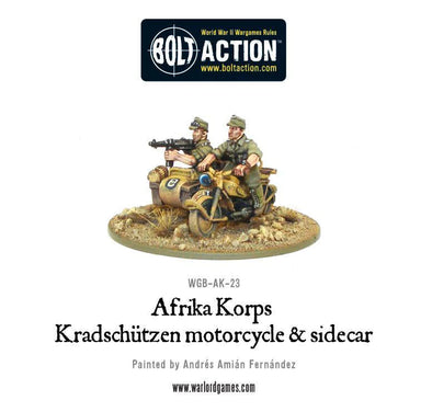 Bolt Action - Germany - Afrika Korps Kradschutzen Motorcycle & Sidecar available at 401 Games Canada