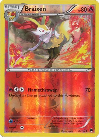 Braixen - 26/162 - Uncommon - Reverse Holo available at 401 Games Canada