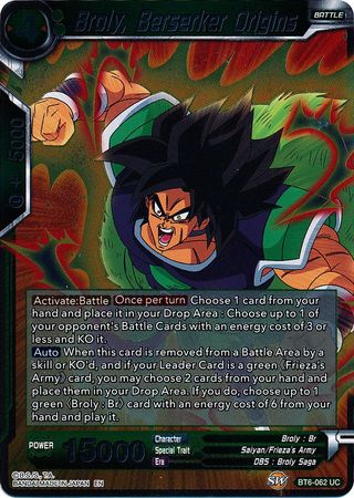 Broly, Berserker Origins - BT6-062 - Uncommon (FOIL) available at 401 Games Canada