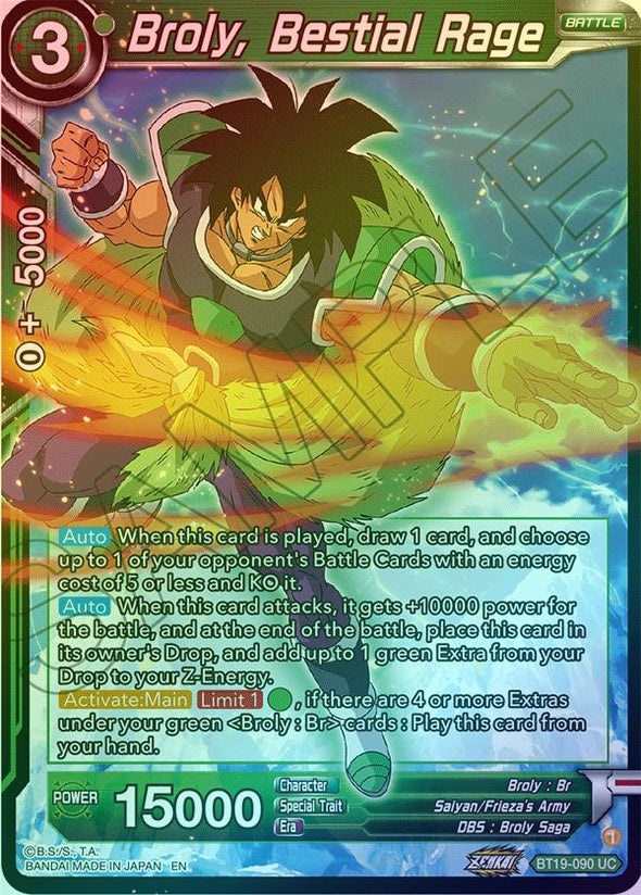 Broly, Bestial Rage - BT19-090 - Uncommon (Foil) available at 401 Games Canada