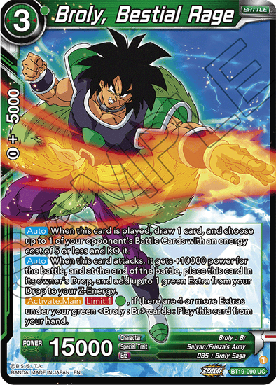 Broly, Bestial Rage - BT19-090 - Uncommon available at 401 Games Canada