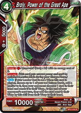 Broly, Power of the Great Ape - BT11-016 - Rare (FOIL) (Reprint) available at 401 Games Canada