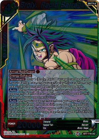 Broly, Rapid Barrage - BT7-116 - Uncommon (FOIL) available at 401 Games Canada