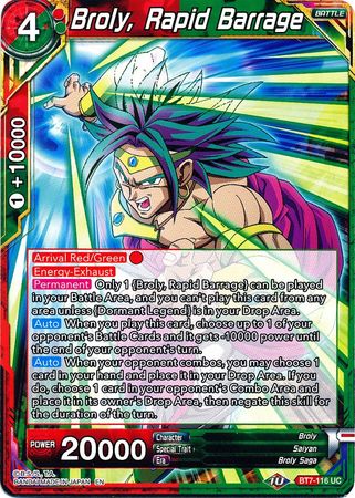 Broly, Rapid Barrage - BT7-116 - Uncommon available at 401 Games Canada