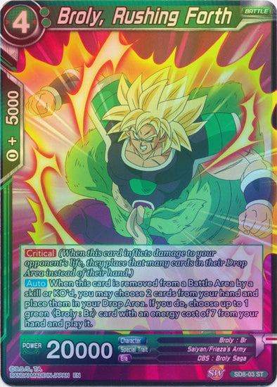 Broly, Rushing Forth - SD8-03 - Starter Rare (FOIL) available at 401 Games Canada