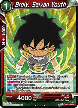 Broly, Saiyan Youth - BT11-018 - Uncommon (FOIL) (Reprint) available at 401 Games Canada