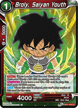 Broly, Saiyan Youth - BT11-018 - Uncommon available at 401 Games Canada