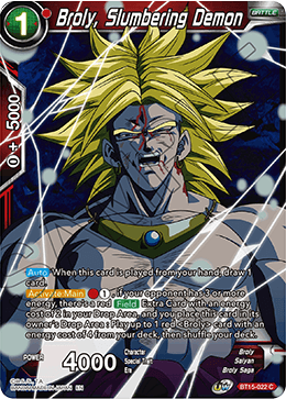 Broly, Slumbering Demon - BT15-022 - Common available at 401 Games Canada