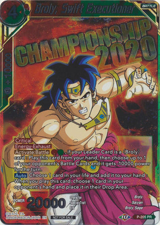 Broly, Swift Executioner - P-205 - Promo (Championship 2020) available at 401 Games Canada