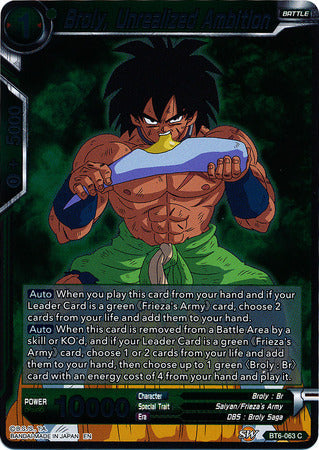 Broly, Unrealized Ambition - BT6-063 - Common (FOIL) available at 401 Games Canada