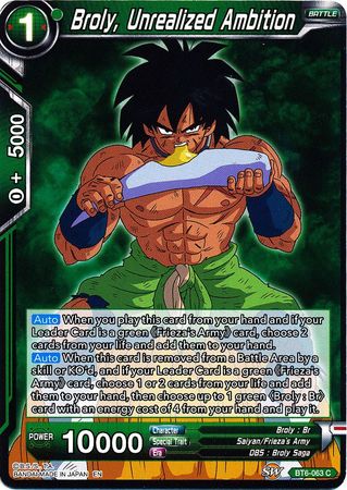 Broly, Unrealized Ambition - BT6-063 - Common available at 401 Games Canada