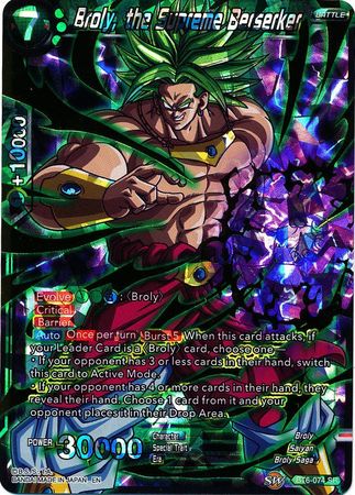 Broly, the Supreme Berserker - BT6-074 - Super Rare available at 401 Games Canada